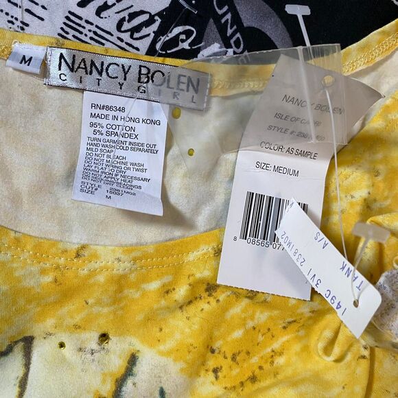 Nancy Bolen City Girl Women's Yellow and Blue Italy tank top nwt y2k - Picture 4 of 4